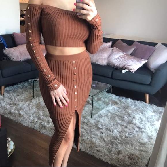 Large Left! Don’t Rush Me Skirt Set in BROWN - Picture 6 of 8